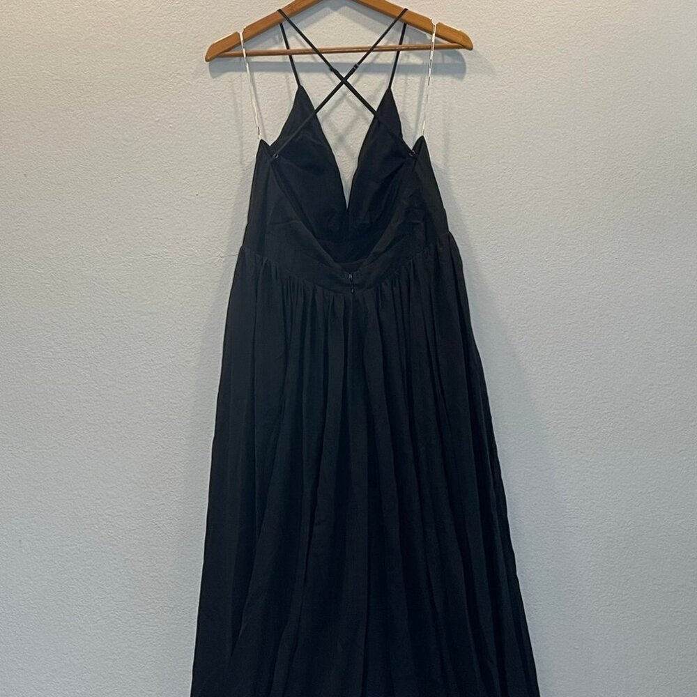 Meghan LA black chiffon midi cocktail dress Sz 10 - Picture 5 of 7